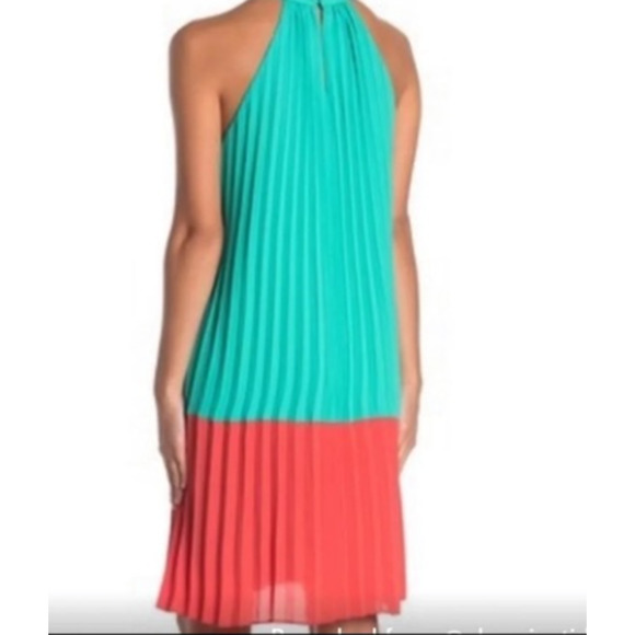 One one Six Summer Halter Dress Pleated Teal and Orange Size small NWT - Picture 2 of 5